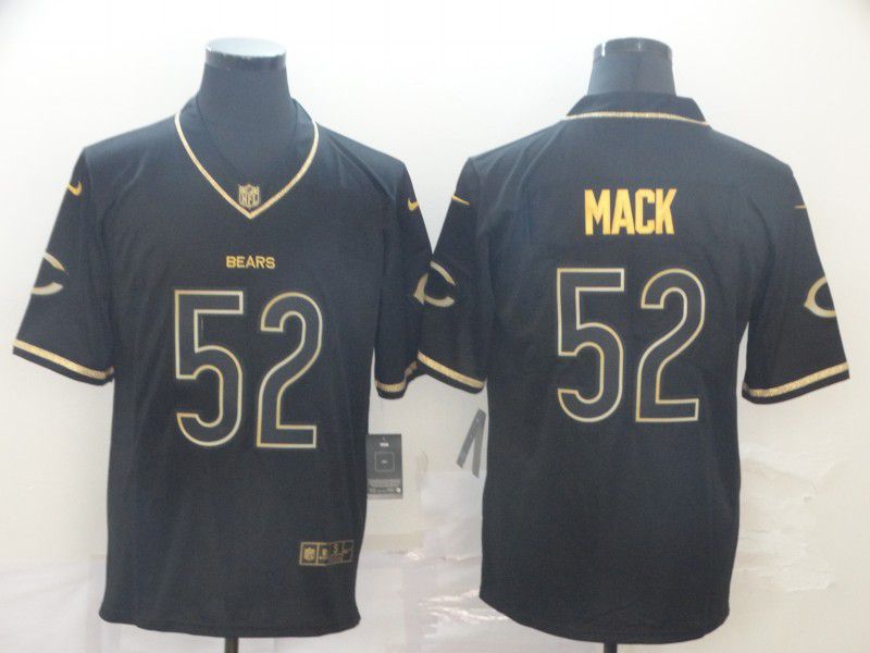 Men Chicago Bears 52 Mack Black Retro gold character Nike NFL Jerseys